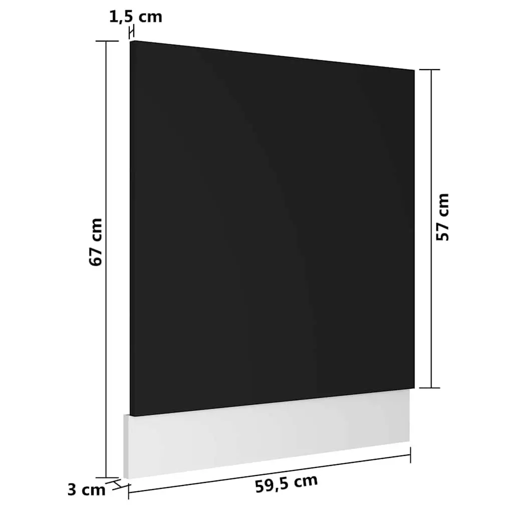 Dishwasher Panel Black 59.5x67cm Engineered Wood