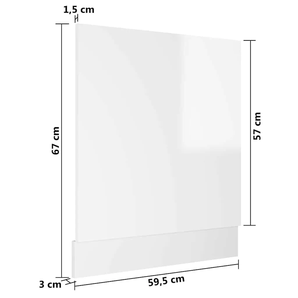 Dishwasher Panel White High Gloss 59.5 x 3 x 67 cm Engineered Wood