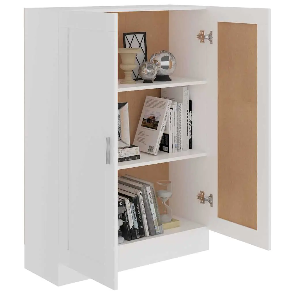 White Book Cabinet Storage Shelving Unit with Doors and Compartments