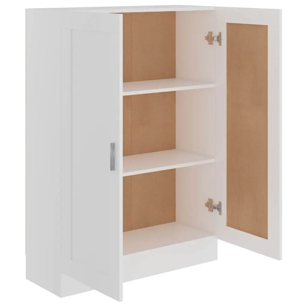 White Book Cabinet Storage Shelving Unit with Doors and Compartments