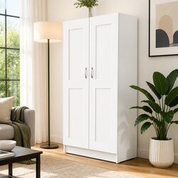 White Engineered Wood Book Cabinet with 4 Compartments