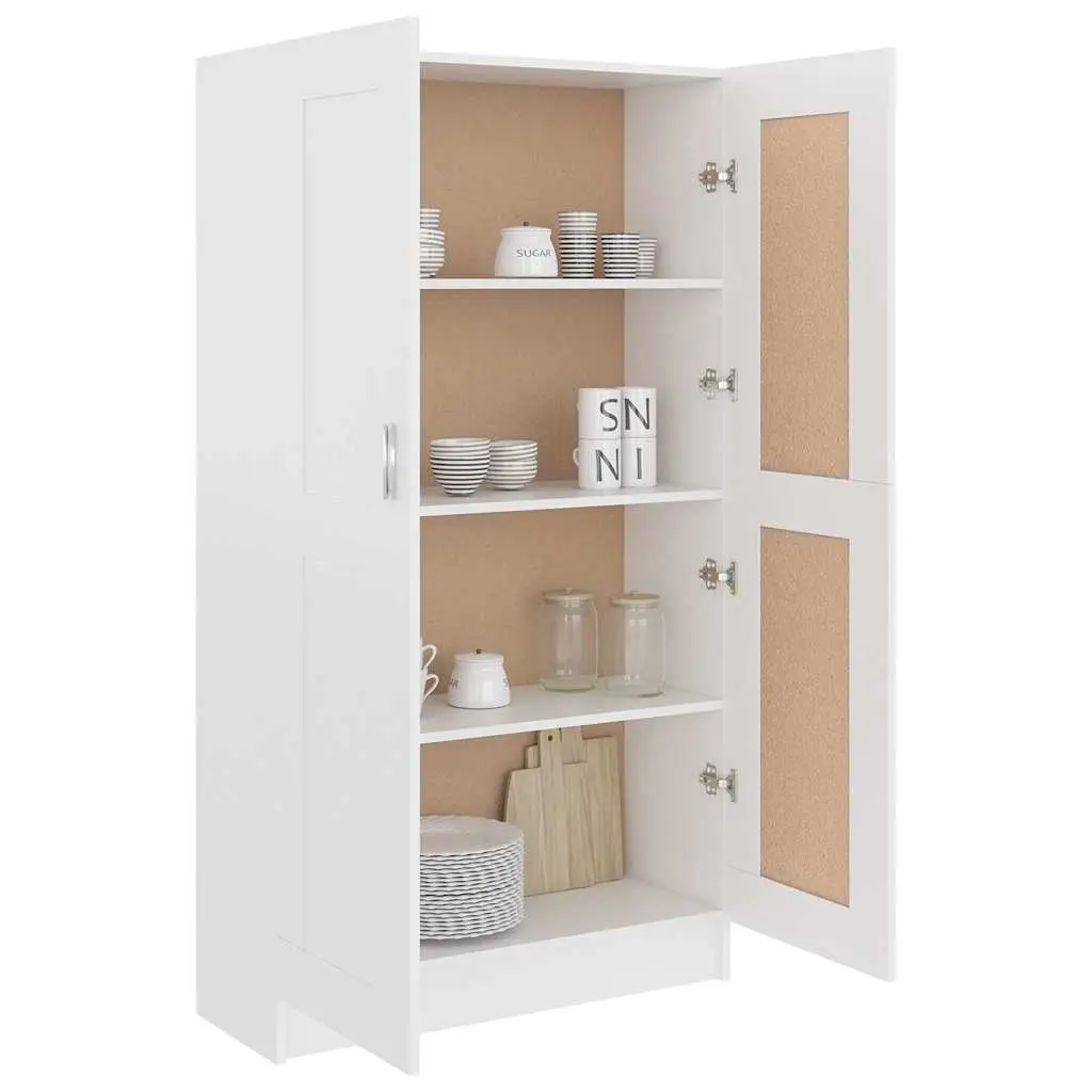 White Engineered Wood Book Cabinet with 4 Compartments