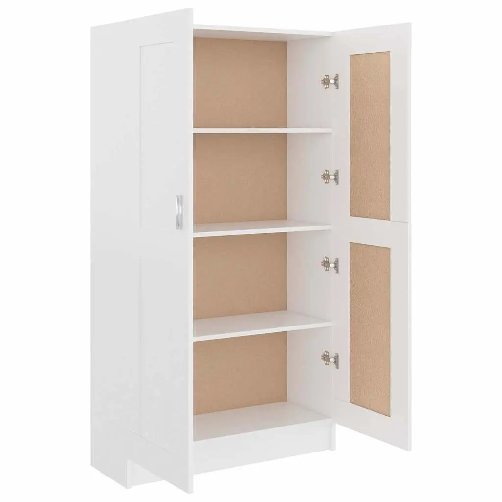 White Engineered Wood Book Cabinet with 4 Compartments