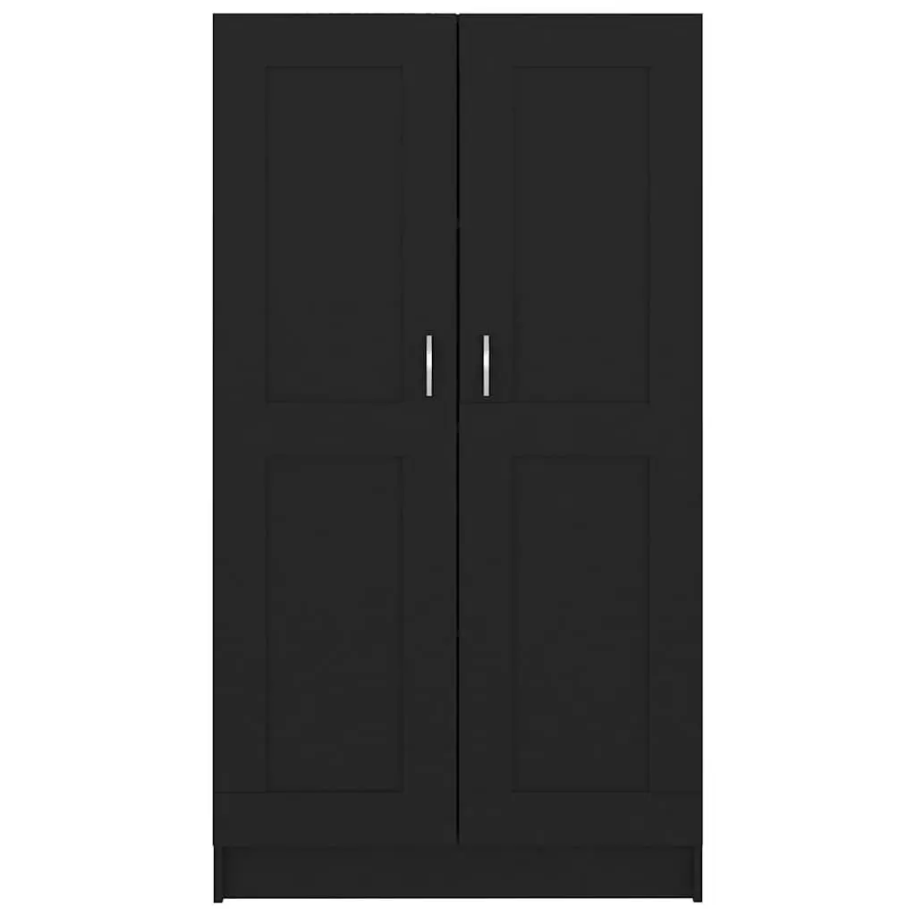 Book Cabinet Black Engineered Wood Storage Shelving Unit with Doors 4 Compartments