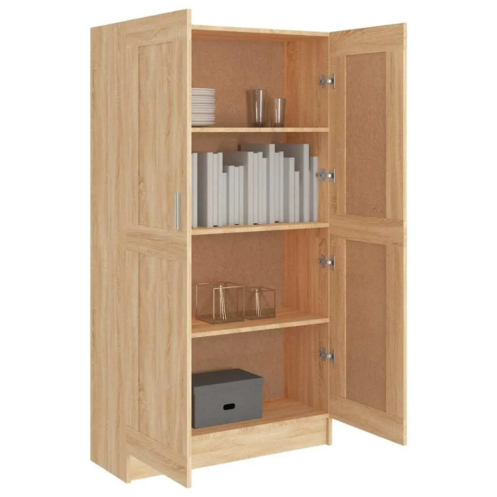 Book Cabinet with Doors 82.5x30.5x150 cm Brown Engineered Wood