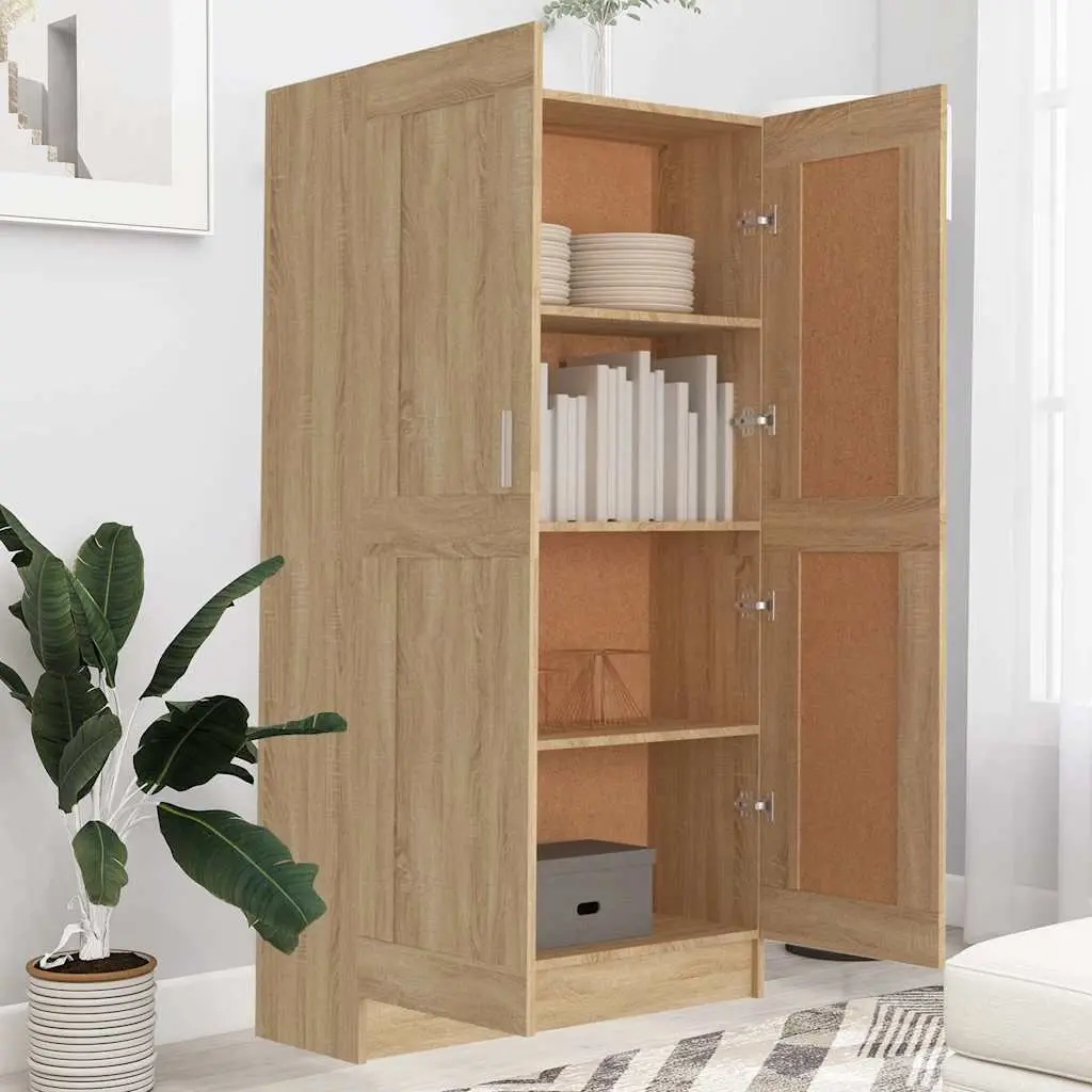 Book Cabinet with Doors 82.5x30.5x150 cm Brown Engineered Wood