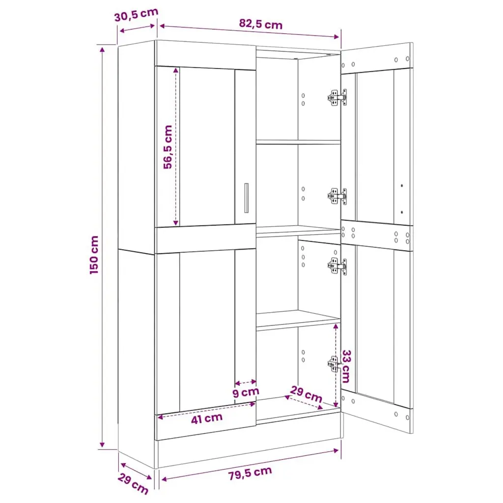Book Cabinet with Doors 82.5x30.5x150 cm Brown Engineered Wood
