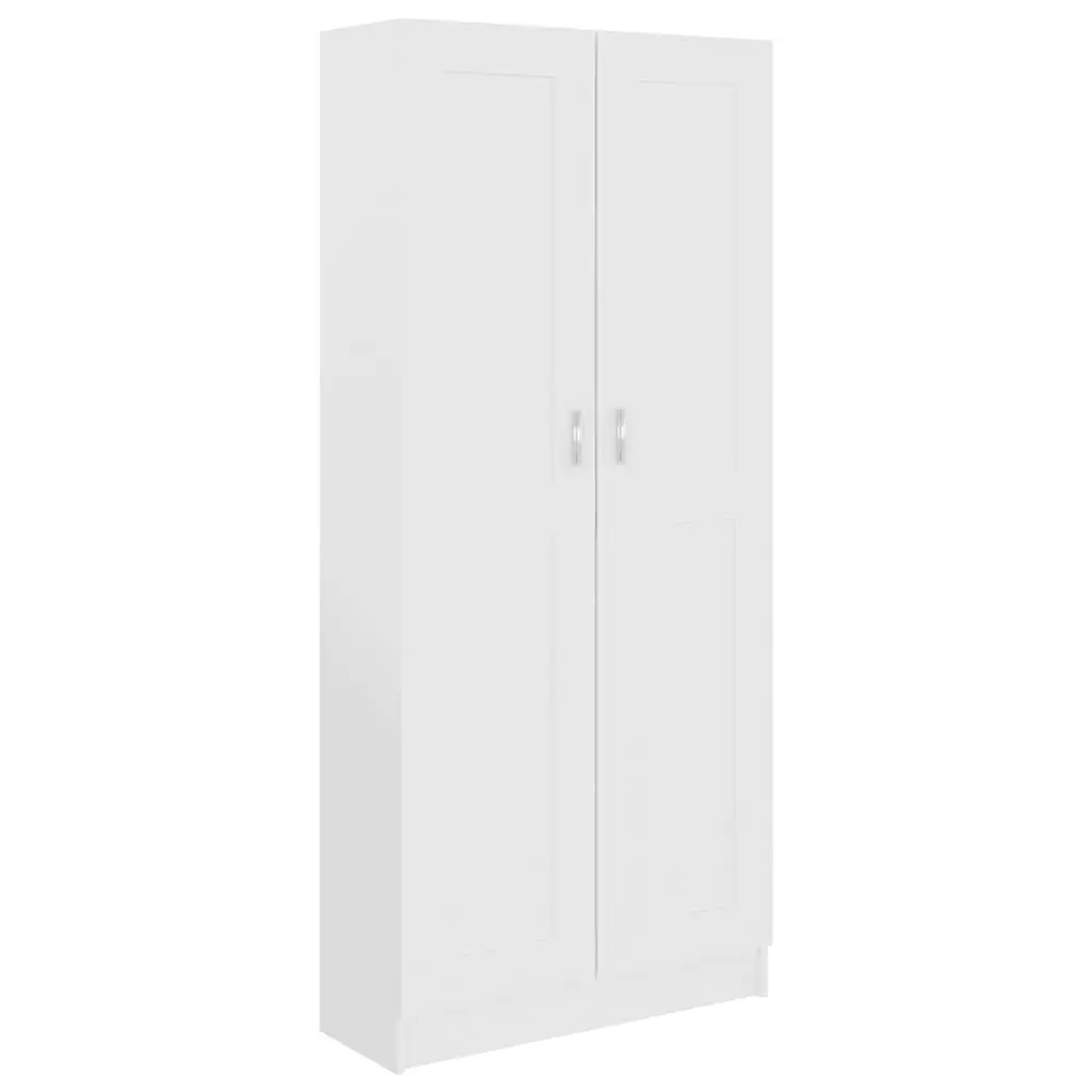 5-Shelf White Book Cabinet with Doors for Organized Storage