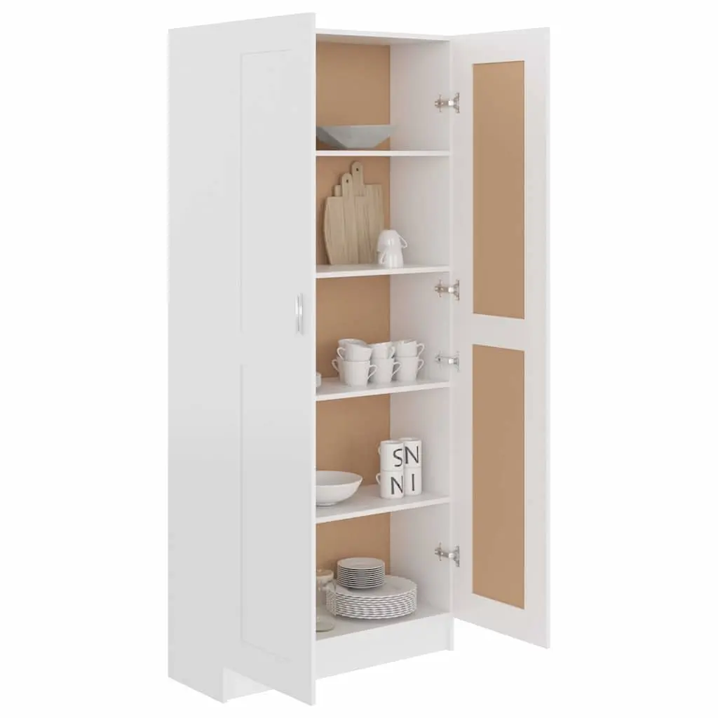 5-Shelf White Book Cabinet with Doors for Organized Storage