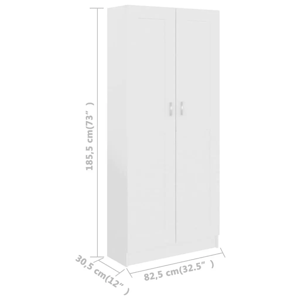 5-Shelf White Book Cabinet with Doors for Organized Storage