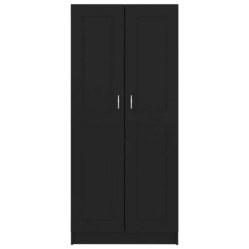 Book Cabinet Black 82.5x30.5x185.5 cm Engineered Wood Storage Shelving Unit 5 Compartments 2 Doors