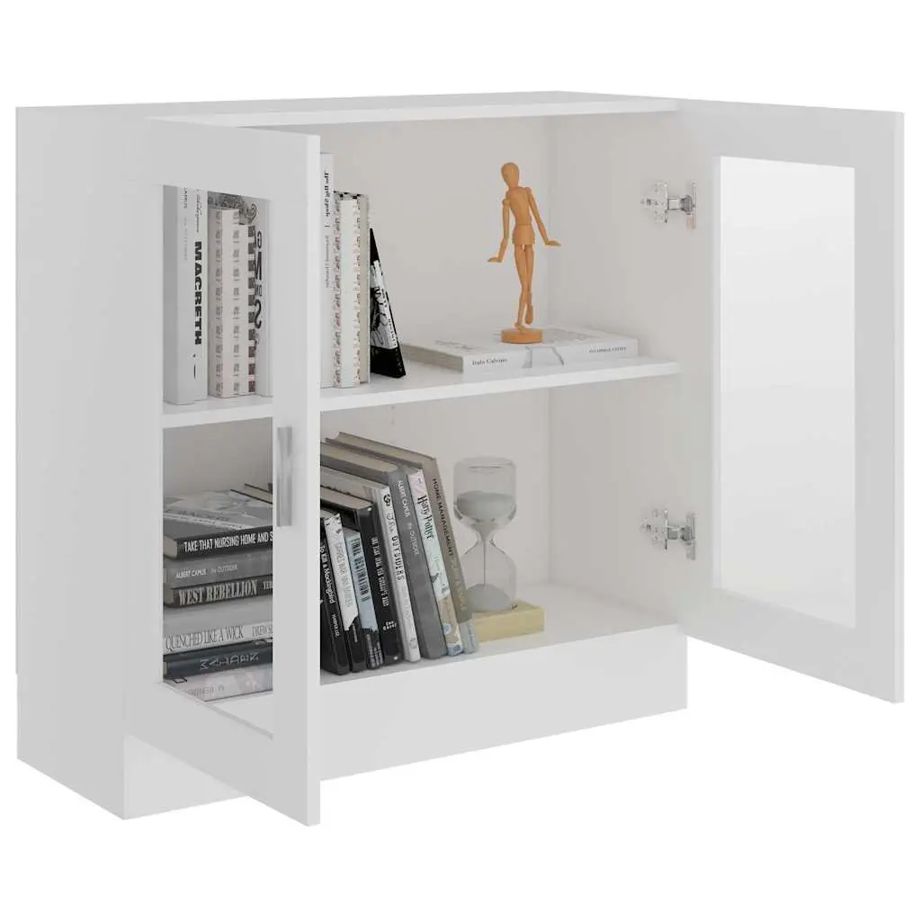 White Vitrine Cabinet Standing Bookcase Shelving Unit with Doors Storage Display