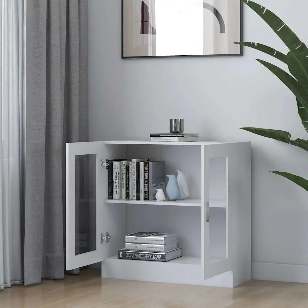 White Vitrine Cabinet Standing Bookcase Shelving Unit with Doors Storage Display