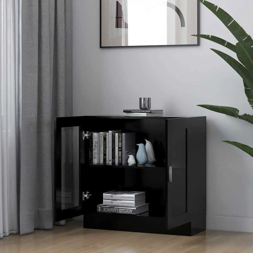 Black Display Cabinet 82.5x30.5x80cm Engineered Wood