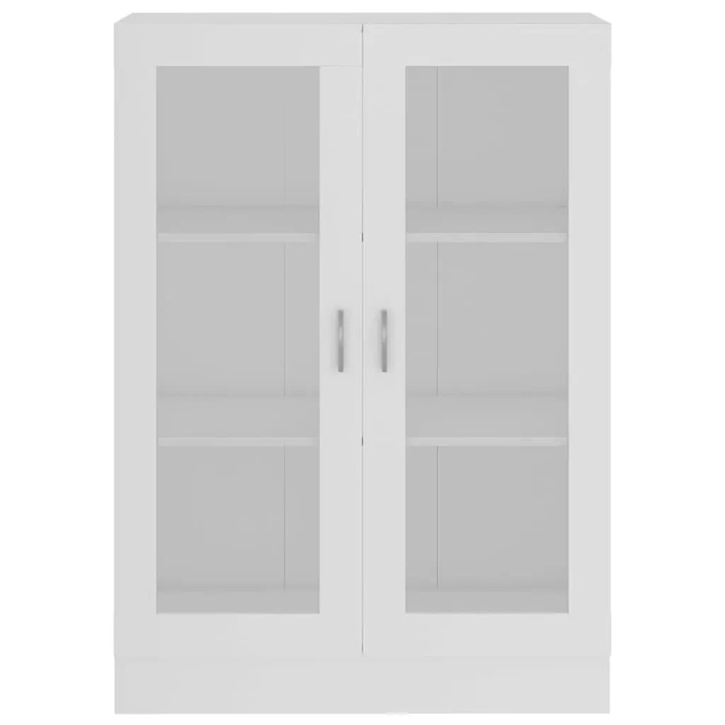 Vitrine Cabinet White Engineered Wood Bookcase Display Storage Shelving Unit