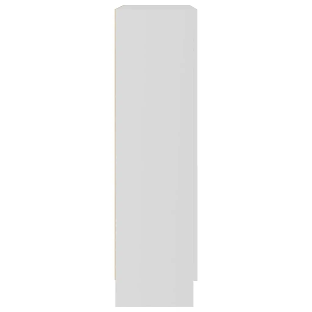 Vitrine Cabinet White Engineered Wood Bookcase Display Storage Shelving Unit