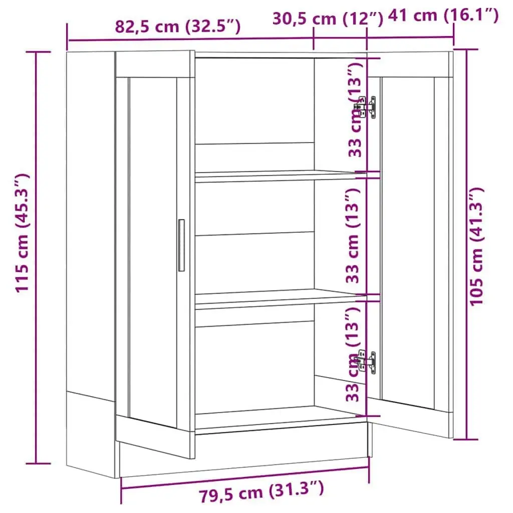Vitrine Cabinet White Engineered Wood Bookcase Display Storage Shelving Unit