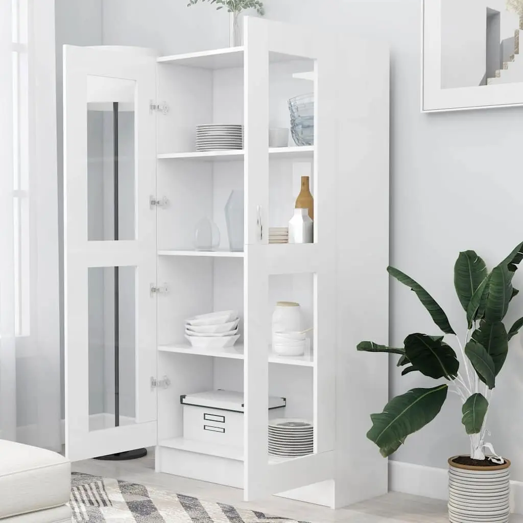 White Vitrine Cabinet Display Bookcase for Living Space