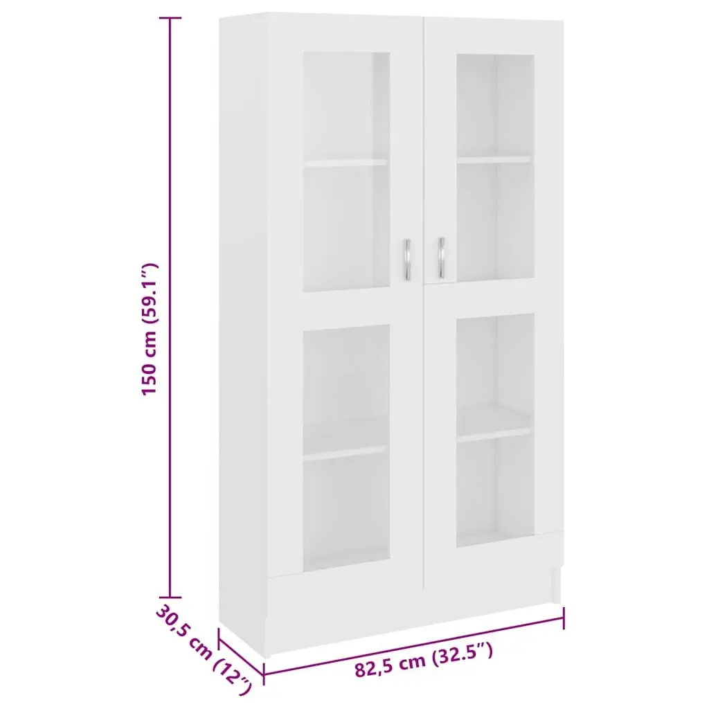 White Vitrine Cabinet Display Bookcase for Living Space