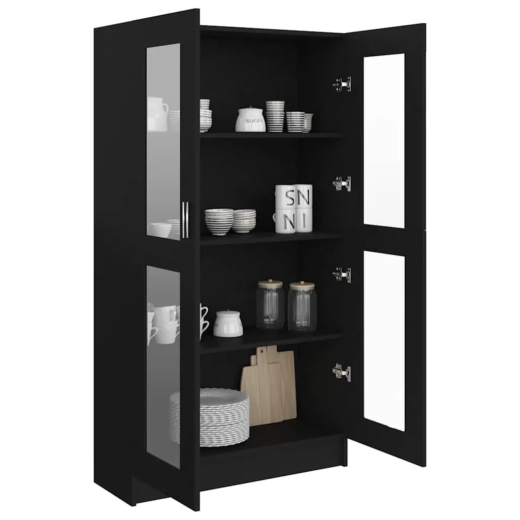 Black Vitrine Cabinet with 4 Compartments