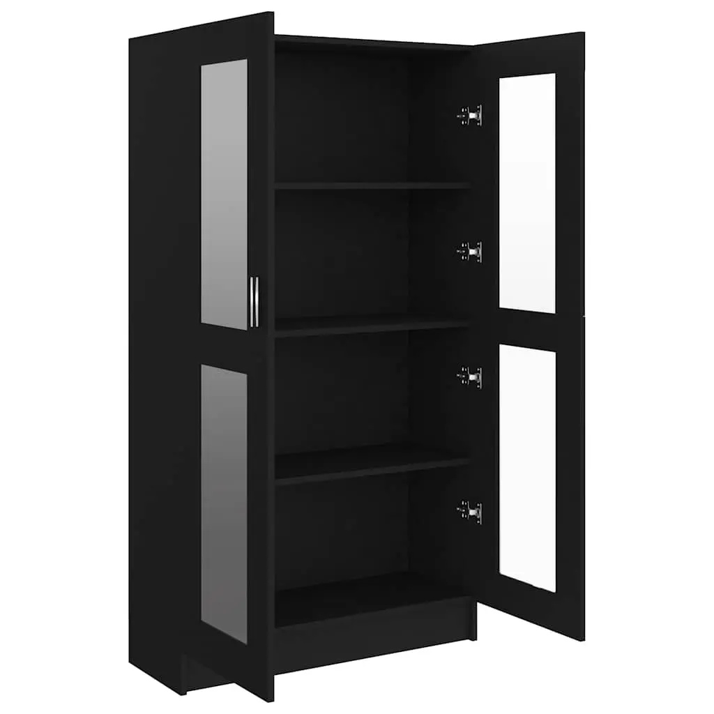Black Vitrine Cabinet with 4 Compartments