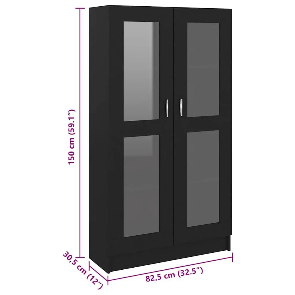Black Vitrine Cabinet with 4 Compartments