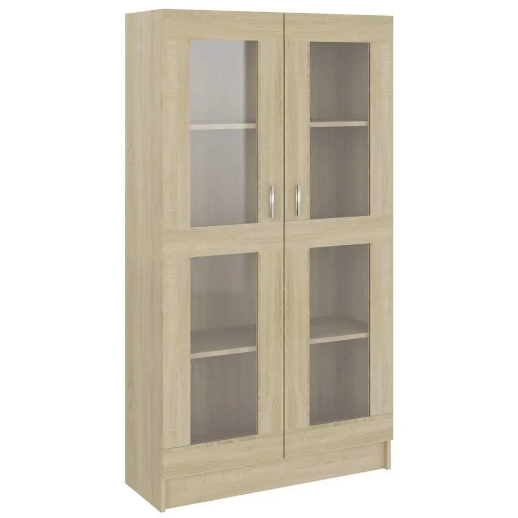 Brown Engineered Wood Vitrine Display Cabinet 82.5x30.5x150cm