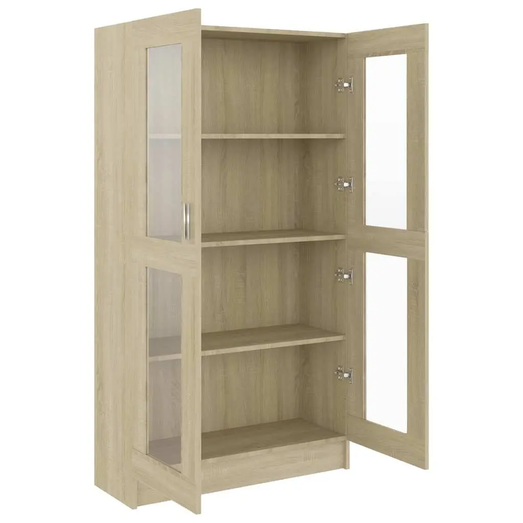 Brown Engineered Wood Vitrine Display Cabinet 82.5x30.5x150cm