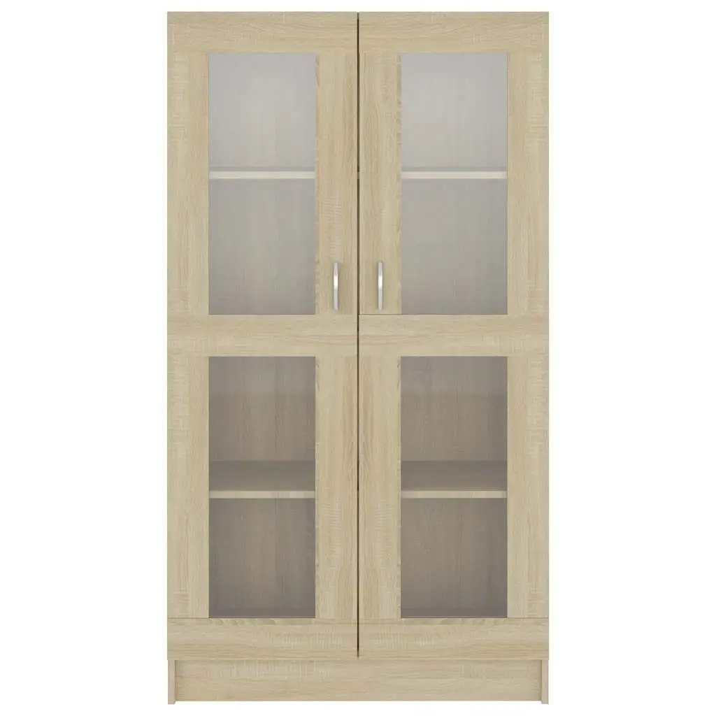 Brown Engineered Wood Vitrine Display Cabinet 82.5x30.5x150cm