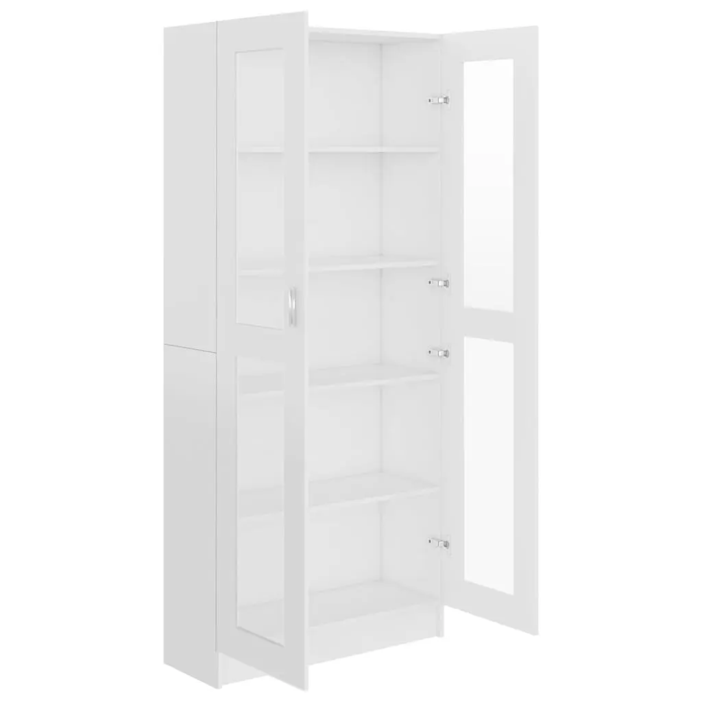 Vitrine Cabinet White 82.5x30.5x185 cm Storage Bookcase Shelving Display Unit
