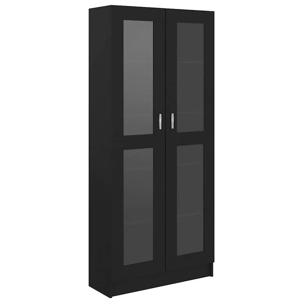 Vitrine Cabinet Engineered Wood Black 82.5x30.5x185cm 5 Compartments