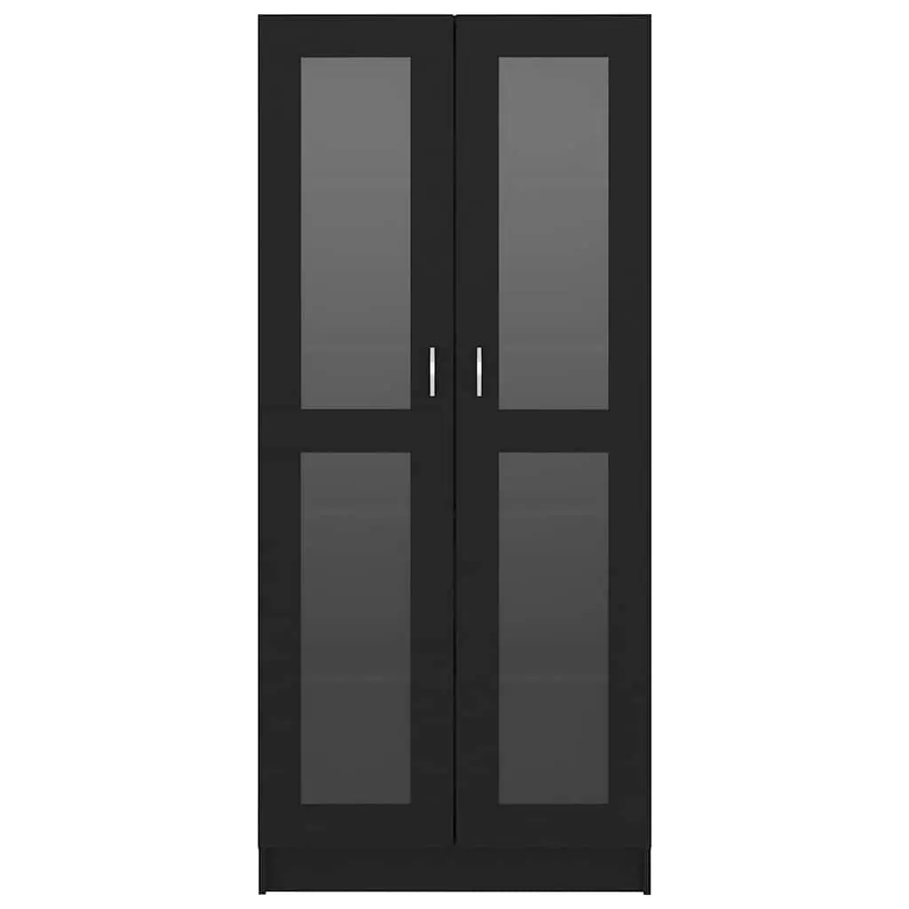 Vitrine Cabinet Engineered Wood Black 82.5x30.5x185cm 5 Compartments