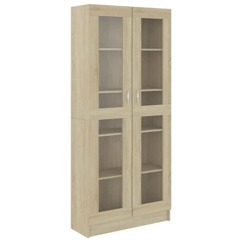 Brown Engineered Wood Vitrine Cabinet 82.5x30.5x185cm
