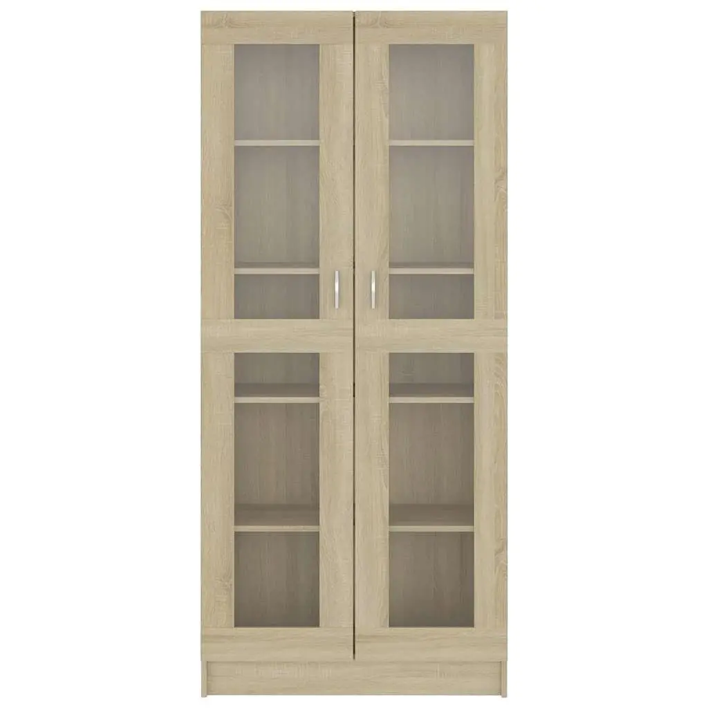 Brown Engineered Wood Vitrine Cabinet 82.5x30.5x185cm