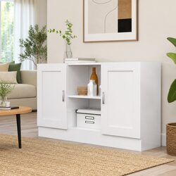 White Sideboard Storage Cabinet 120cm with 2 Doors