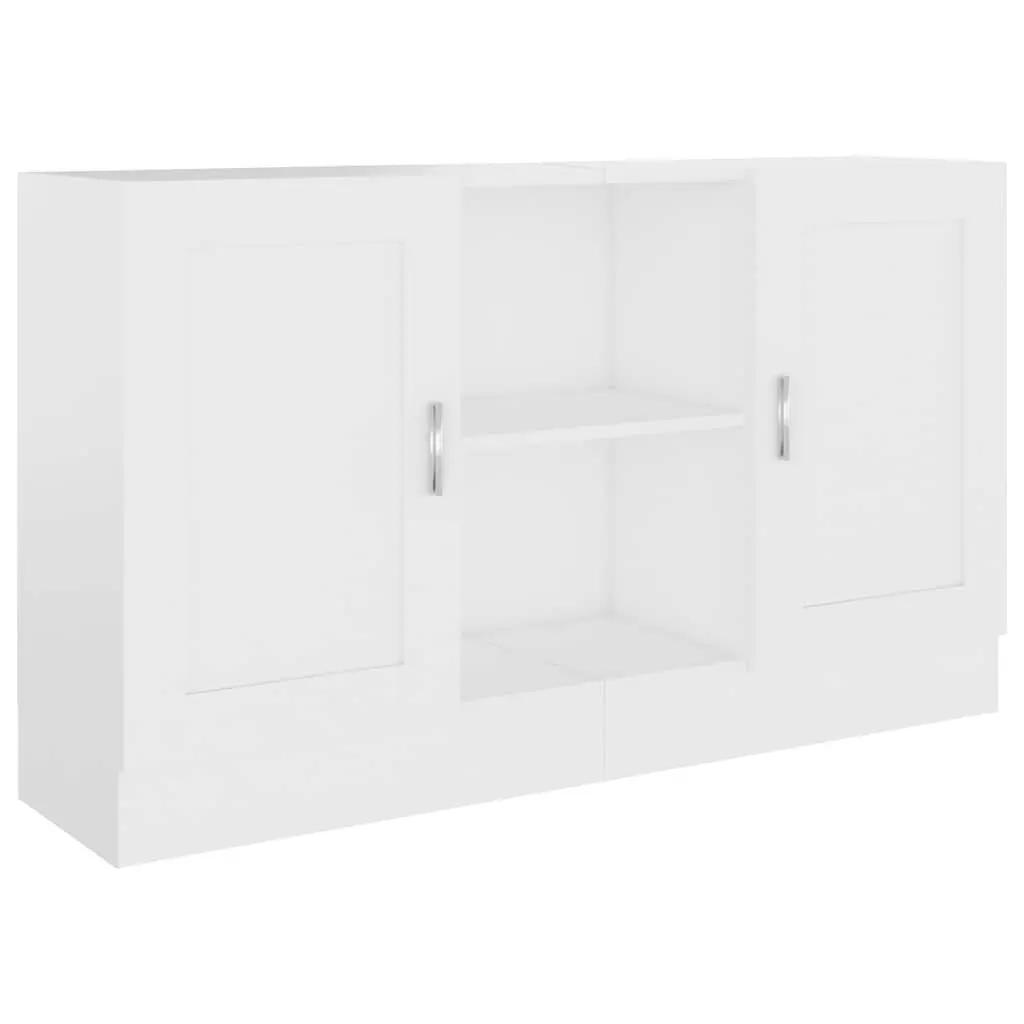 Sideboard White 120cm Engineered Wood 2 Doors 2 Compartments