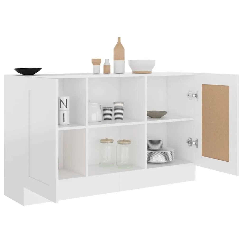 Sideboard White 120cm Engineered Wood 2 Doors 2 Compartments