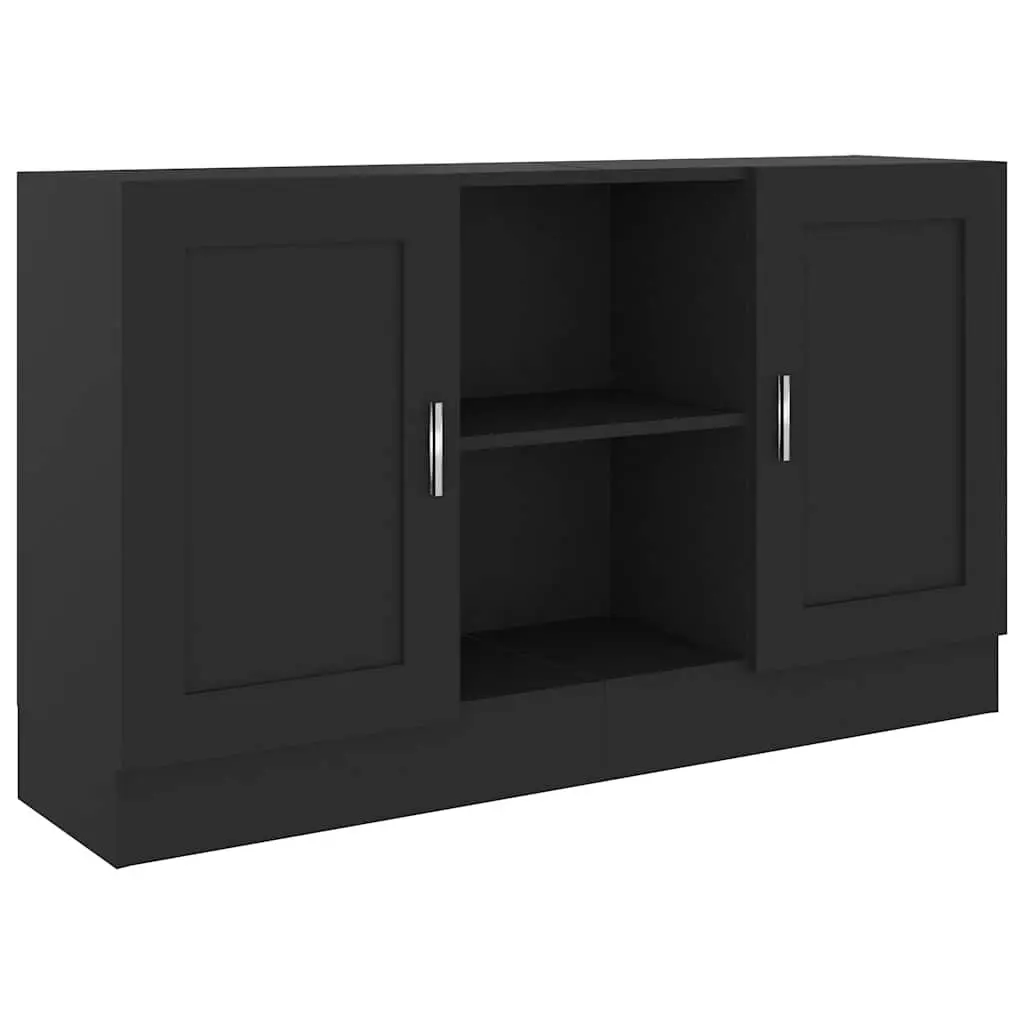 Black Engineered Wood Sideboard Cabinet 120x30.5x70cm