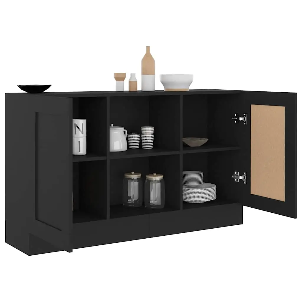 Black Engineered Wood Sideboard Cabinet 120x30.5x70cm