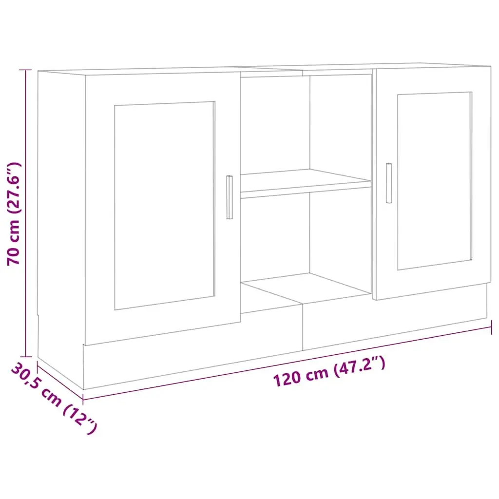 Black Engineered Wood Sideboard Cabinet 120x30.5x70cm