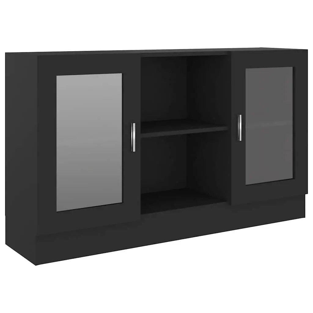 Vitrine Cabinet Black Storage Display Buffet 120cm Engineered Wood