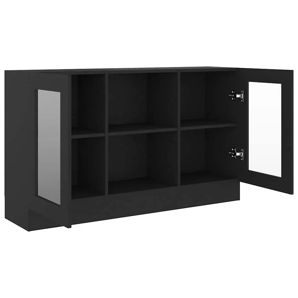 Vitrine Cabinet Black Storage Display Buffet 120cm Engineered Wood