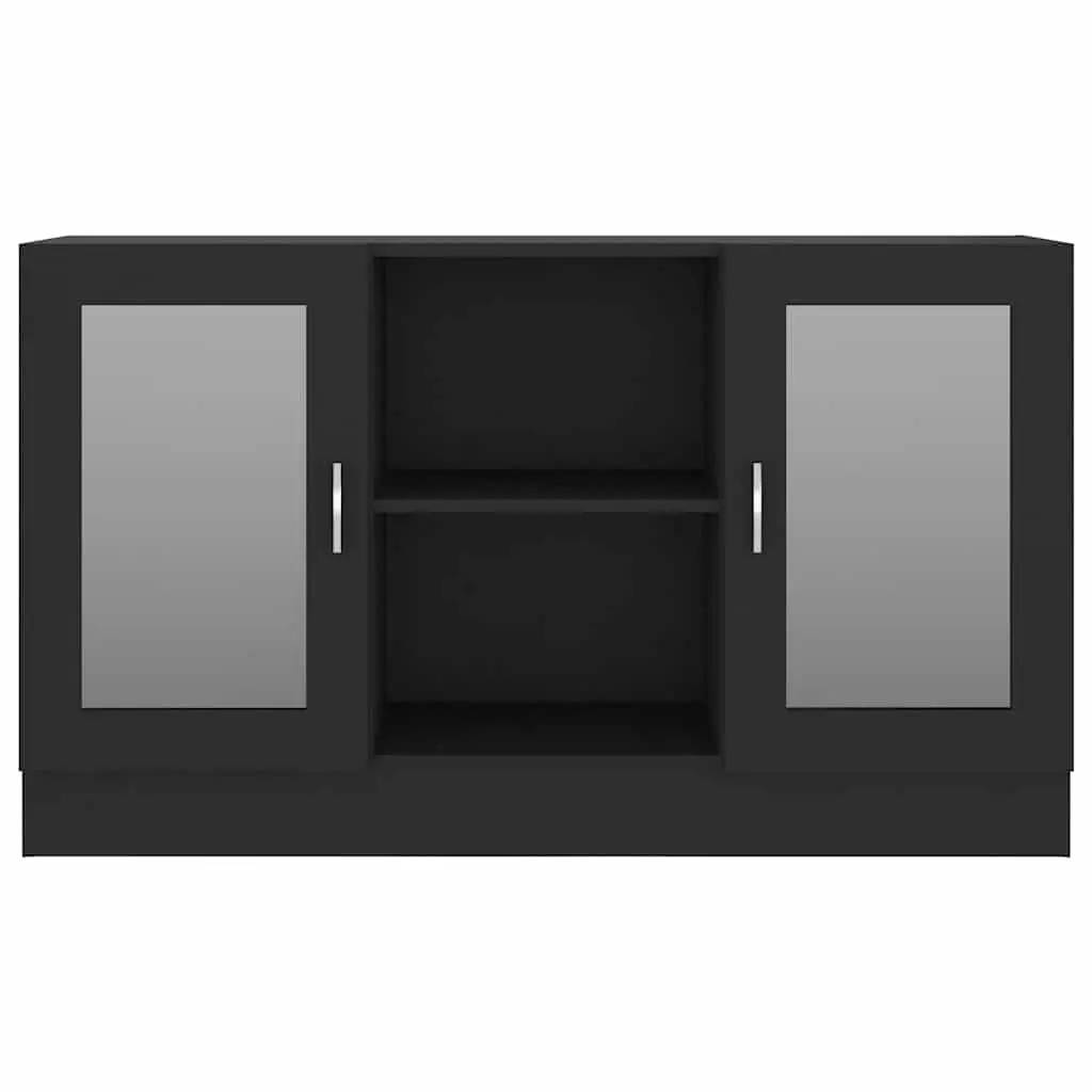 Vitrine Cabinet Black Storage Display Buffet 120cm Engineered Wood