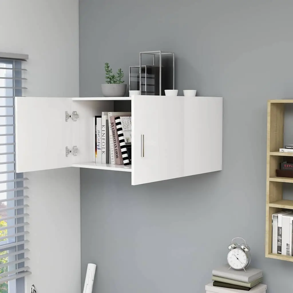 Wall Mounted Cabinet White 80x39x40cm Engineered Wood Storage Shelving Unit with Doors