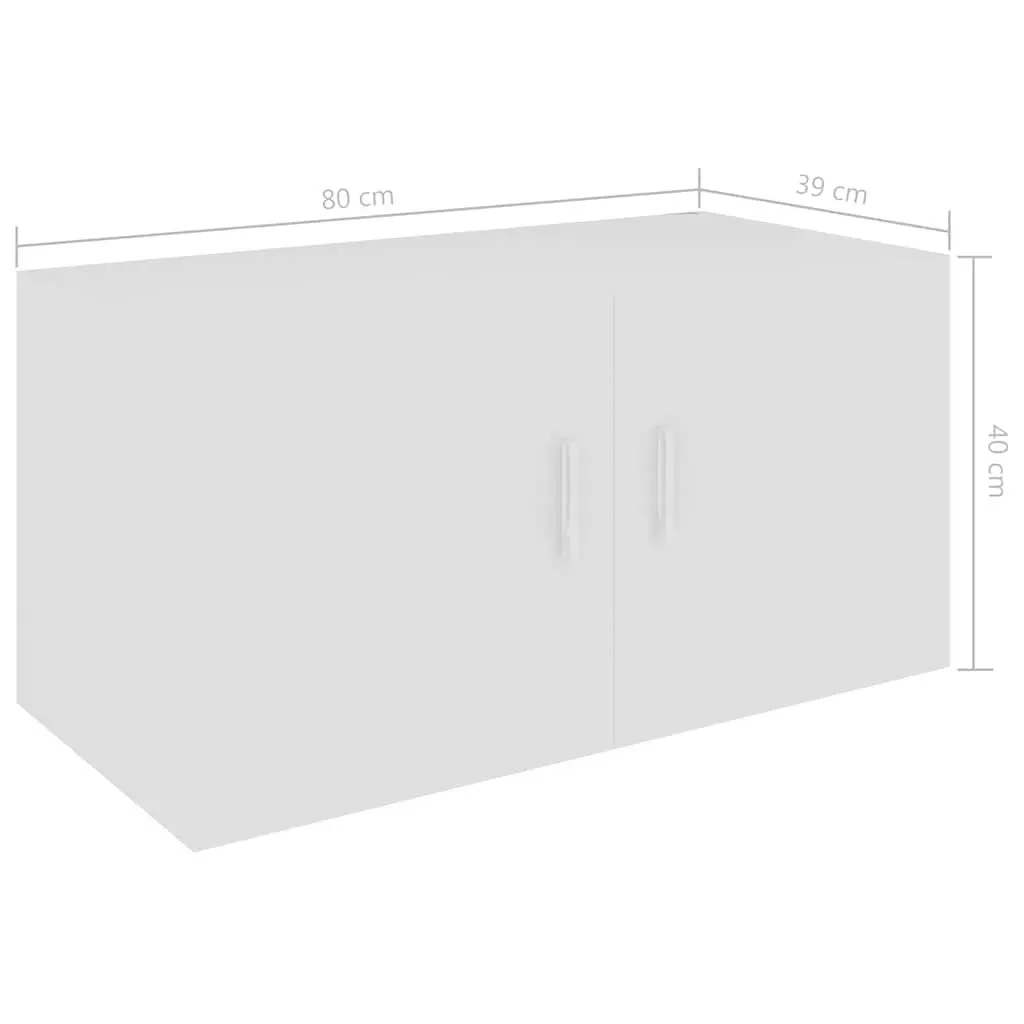 Wall Mounted Cabinet White 80x39x40cm Engineered Wood Storage Shelving Unit with Doors
