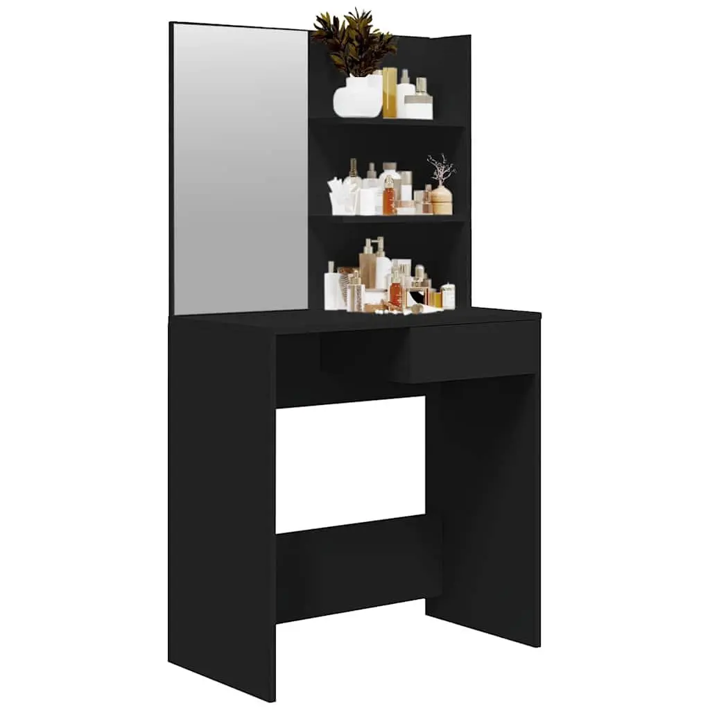 Black Vanity Dressing Table with Mirror for Storage