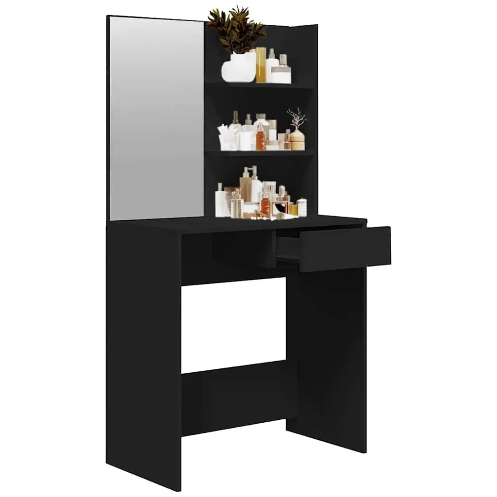 Black Vanity Dressing Table with Mirror for Storage