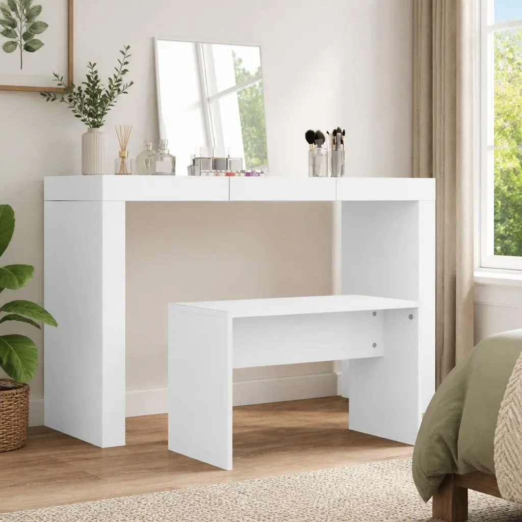 White Dressing Stool 70x35x45 cm Engineered Wood