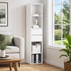 White Wall-Mounted Book Cabinet for Modern Spaces