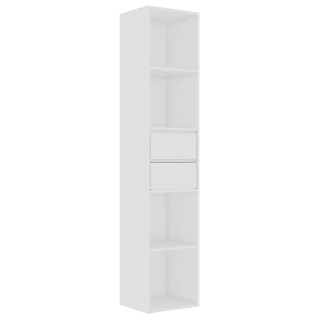 Wall-Mounted Book Cabinet White Storage Shelves Modern Engineered Wood Organizer